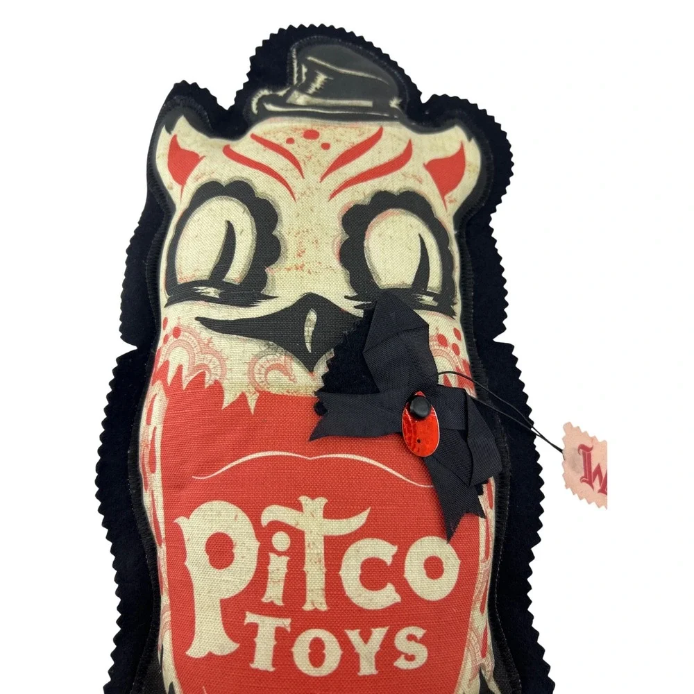 Pitco Toys Winchester Hoot Owl Plush Vintage Style Red Black Made in USA 14.5